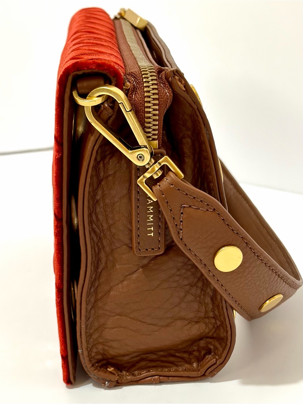 Hammitt Montana Small Clutch In Monarch Velvet With Antique Gold Hardware NWT - Picture 7 of 16